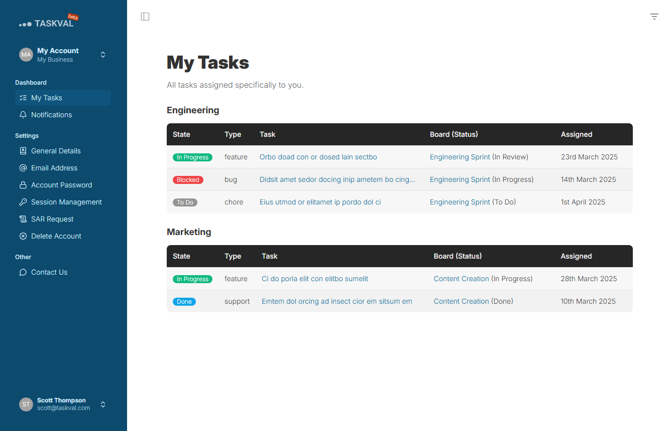 My Tasks