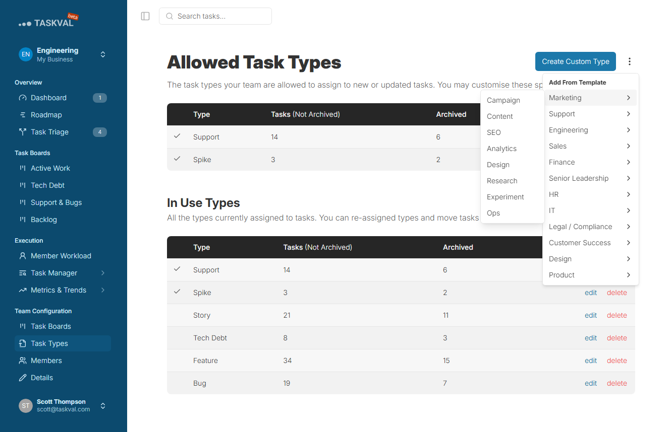 Predefined Task Types